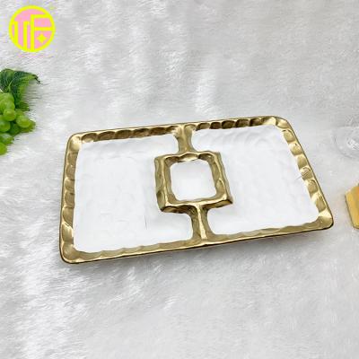 China Sustainable Golden Rim Rectangle Golden OUFU Serving Dishes Desert Dish Sushi Dish Dishes for sale