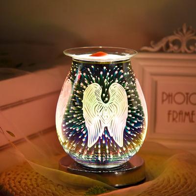 China 3D Glass Wings Glass Aroma Lamp Touching Melt Electric Warmer Burner Oil Burner Oil Lamp Sensor Electric Burner Fragrance Wholesale for sale