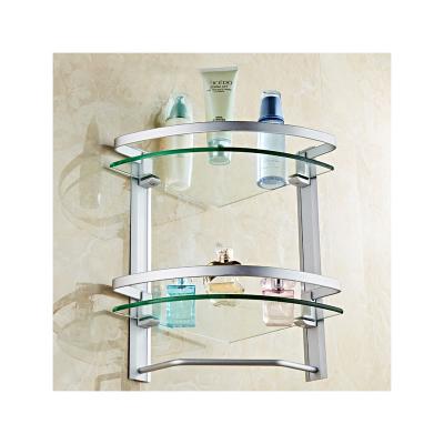 China 2021 High Quality Corner Glass Shelf Modern Wall Mounted Shower Bathroom Accessories for sale