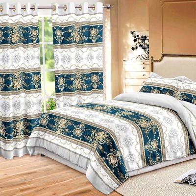 China Blackout Fast Delivery 100% Polyester Flower Blackout Curtain With Bedding for sale