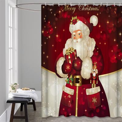 China Sustainable Bar Top Selling 100% Polyester Customized Shower Curtain Christmas Shower Curtain for sale