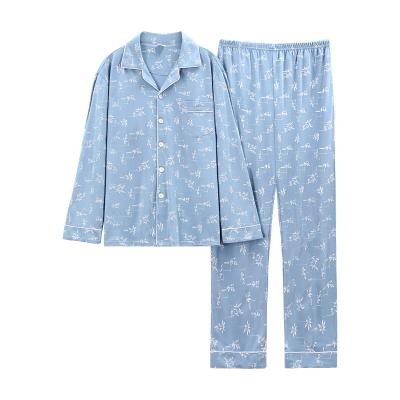 China Wholesal QUICK DRY men long sleeve pajamas 100% cotton set plus size solid color cardigan pants cousal comfortable pants two piece sets for sale