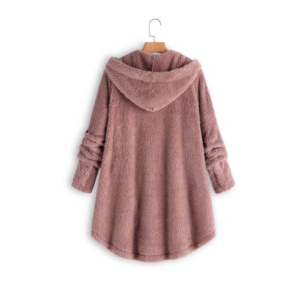 China 2018 anti-shrink hot sale solid color plush button hooded coat for sale