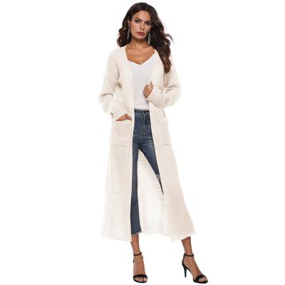 China Solid Color Long Cardigan Irregular Anti-Shrink Big Slit Pocket for sale