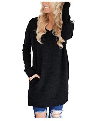 China Newest Arrival Anti Shrink Relaxed Long Sleeve V-Neck Slit T-Shirt for sale