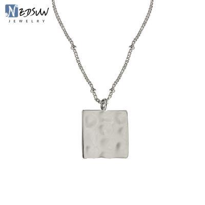 China Simple Stylish Design S925 Sterling Silver Square Irregular Surface Fashion Classic Environmental Friendly Necklace For Daily Accessories for sale