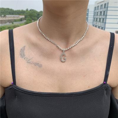 China High Quality Handsome Necklace Initial Charms Customer Scarves Shaped Rhinestone Necklace Scarf For Women And Men for sale