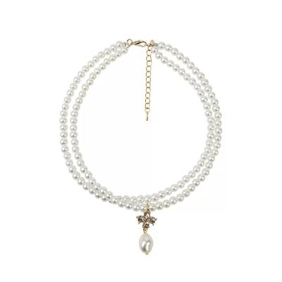 China CLASSIC Luxurious Big Flower Pearl Chokers Chain Freshwater Pearl Jewelry Double Layer Pendant Necklace For Women for sale