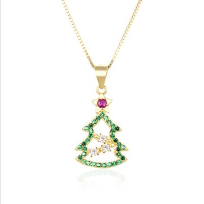 China 2022 TRENDY Colorful Fashion Jewelry Gem Rhinestone Choker Women Kids Necklace Christmas Tree Necklace for Women and Girl for sale