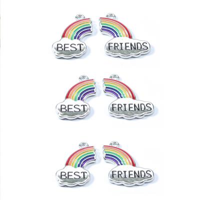 China Rainbow Drop Necklace CIS Rainbow Friendship Pendant Bracelet Alloy Friendship Pendant Necklace Set Environmentally Friendly Bridge Pendant for sale