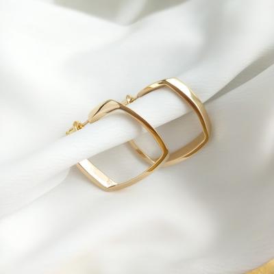 China Rectangle Circle Ear Party Decoration Non-tarnish Bling Huggie Earring Environmental Friendly Elegant Copper Jewelry for sale