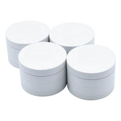 China Custom Logo 63mm Multifunctional Hot Selling 4 Parts White Ceramic Single Herb Grinders, Tobacco Grinder For Smoke for sale