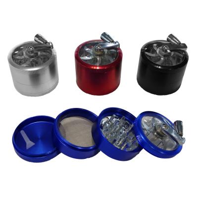 China Factory Direct Aluminum Portable Custom Logo 4 Parts Metal Tobacco Aluminum Alloy Dry Herb Grinder Handle Grinder for sale