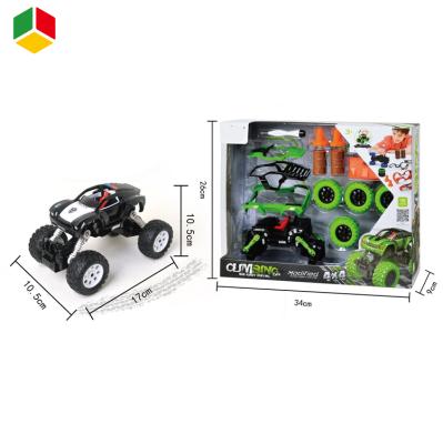 China Diecast Toy 2020 New Coming Assembly DIY 4*4 Pull Back Diecast Metal Car Toys For Children for sale