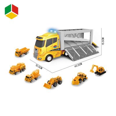 China Free Container Truck Construction Engineering Toy QS 1/64 Alloy Wheel Car Die Cast Vehicle Diecast Toys With 6pcs Healthy And Light for sale