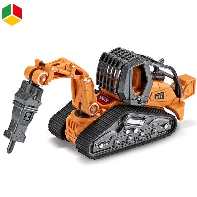 China Diecast Toy QS 1:32 Scale Sound Light Function Disassemble Engineering Vehicle Assembly DIY Car For Kids Alloy Drilling Truck Toy for sale