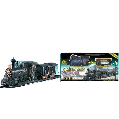 China 2020 Electric Slot Toy Juguetes Al Por Mayor Kids Christmas Gift Race Train Track Set Plastic Smoking TrainToy for sale