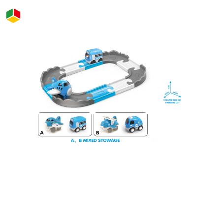 China Hot Selling Kids Military ABS Cartoon Slot Toy QS Electric Battery Fire Metal Car Material Slot Toys Track Set with Light and Music for sale