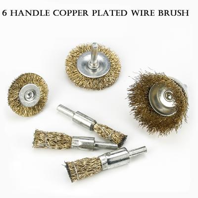 China Excellent Quality Machine Tool Grinding Abrasives Durable Grinding And Derusting Handle Copper Plated Wire Brush Grinding Head for sale