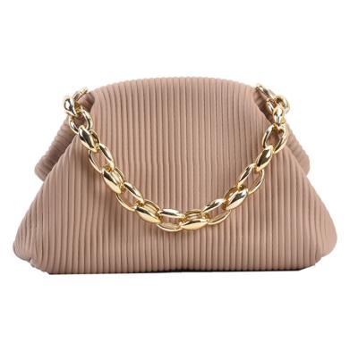 China 2021 Fashion Atmosphere Simple Fashion Atmosphere Chunky Pleated Shoulder Bag Solid Color Dumpling Shoulder Bag YGC-317 for sale