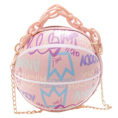 China 2021 new party fashion party bag handbag chain female shoulder ball graffiti personality colorful basketball handbags for sale