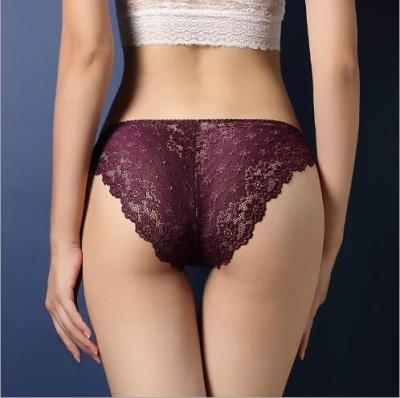 China N3004 Factory Wholesale Women Luxury Sheer Lace Low Waist Underwear for sale