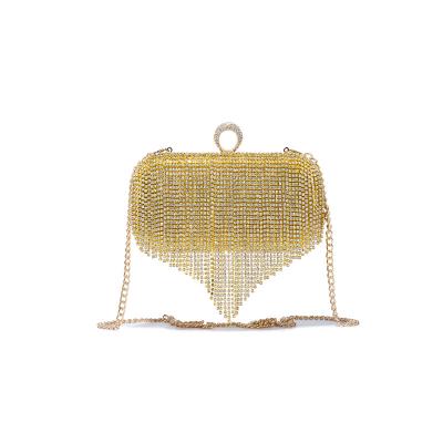 China Designer Fashion Designer Crystal Rhinestone Diamonds Tassels Ring Button Shoulder Bag Luxury Handbags Pinch Clutch Evening Clutch Bags for sale