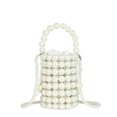 China Women Even Clutch Bags Women's Pearl Evening Bucket Bag Wedding Purse With Detachable Shoulder Cross - Body Bag for sale