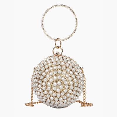 China Women Evening Clutch Bags Shining Woman's Round Ball Clutch Purse Full Rhinestone Pearl Bag Evening Purse for sale