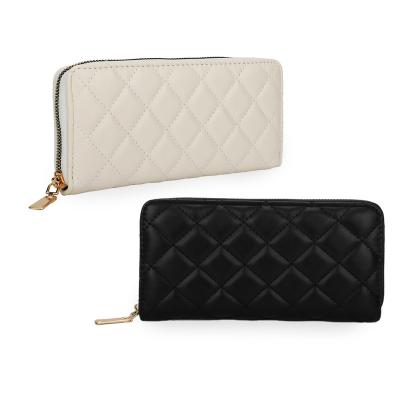 China Fashion Wallet High Quality Embossed Stitched Women Leather Mini Purse Card Holder Clutch Bag for sale