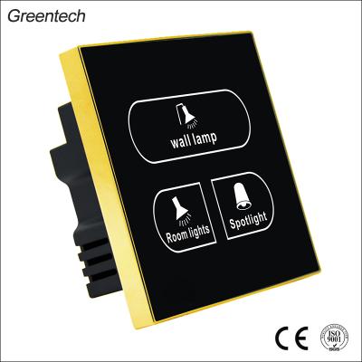 China base OEM factory hotel/home fireproof bottom tempered glass panel+86 type tempered glass panel touch light smart switch for sale