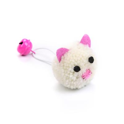 China Viable Mouse Cat Head Toy With Bell Wool Ball Cat Furry Cute Mouse Shaped Toy Soft Mouse Doll Cat Toy for sale