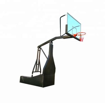 China Portable And Height-Adjustable Hydraulic Electro Tempered Glass Basketball Stand for sale