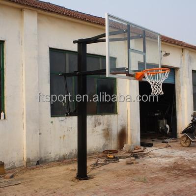 China Full Size Laminated Glass Good Quality Inground Adjustable Basketball Hoops Stands / Goals With Infill For Outdoor Use for sale