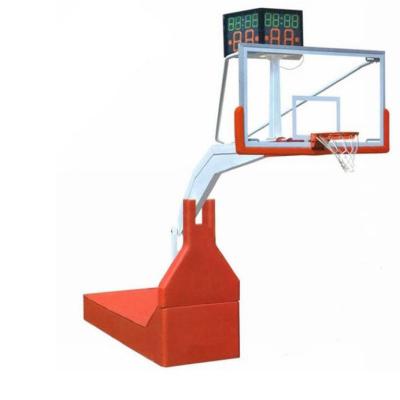 China Hot Selling Laminated Glass Movable Indoor Hydraulic Steel Base Basketball Hoop for sale