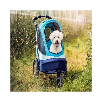 China Best Double 3 Wheels Strolleer Sustainable Speed ​​Pet Dog Carrier Easy Fold With Removable Liner, Storage Basket Pet Bicycle Trailer for sale