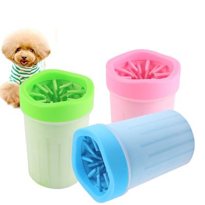 China Viable Dog Foot Cleaning Bottle Paw Cleaning Cups Dog Feet With Soft Silicone Bristle for sale