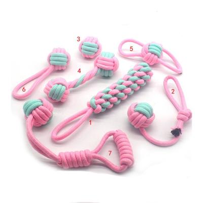 China Stocked Custom Cat Pet Dog Chew Toy Chew Set Ball Cotton Rubber Rope Dog Pet Squeaky Chew Toy for sale