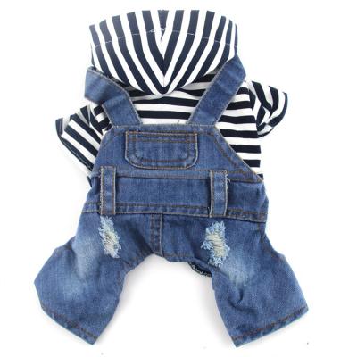 China Viable Dog Apparel Pet Clothes Blue Lapel Classic Puppy Coat Vest Costume T-shirt Manufacturers Custom Washed Denim Dog Fabric for sale