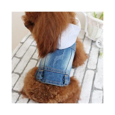 China Viable Dog Apparel Pet Clothes Blue Lapel Classic Puppy Coat Vest Costume T-shirt Manufacturers Custom Washed Denim Dog Fabric for sale