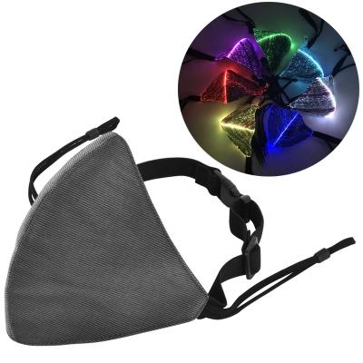 China Luminous Lasting Fashion Led Fiber Optic USB Rechargeable Glowing Luminous Facemask Shell Shape LED Facemask Praise Facemask for sale