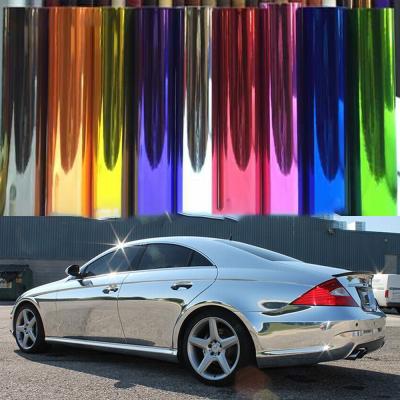 China Silver Air Bubble Free Full Vehicle Mirror Wrapping Films Chrome Mirror Body Sticker Rolls PVC Chrome Material Vinyl Wrap for sale