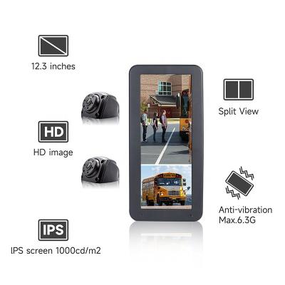 China 12.3 Inch Split View Mirror HPLRHITC HOT SALE 12.3 Inch Electronic Rear View Mirror HD IPS School Bus Side View Electric Mirror Screen for sale