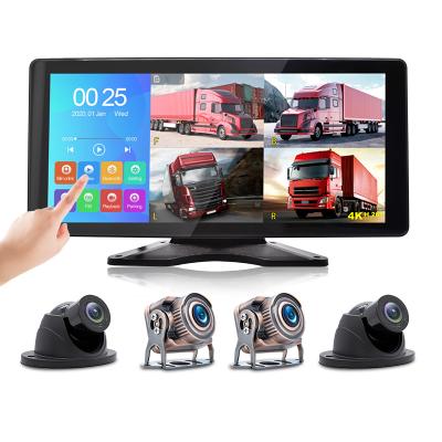 China MP5 10.36 inch IPS Touch Screen 4 CH 1080P AHD CCTV Truck Security Driving Camera System With MP5 BT for sale