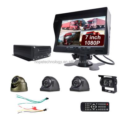 China Waterproof Full Set DVR HD 1080P IR Recording MDVR Base Camera 4CH SD Card 7 Inch Monitor Vehicle CCTV Camera System for sale