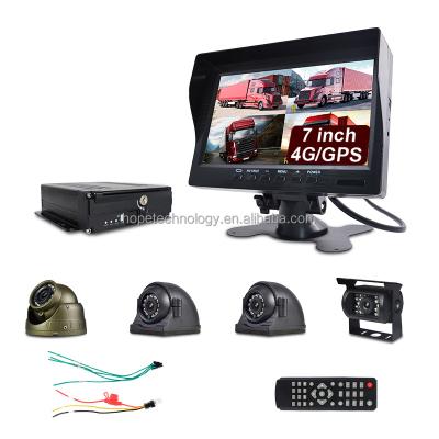 China Remote Control H265 4 Channel Truck Bus CCTV Vehicle Camera System Kit SD Card 3G 4G WIFI GPS Remote Truck DVR Controller for sale