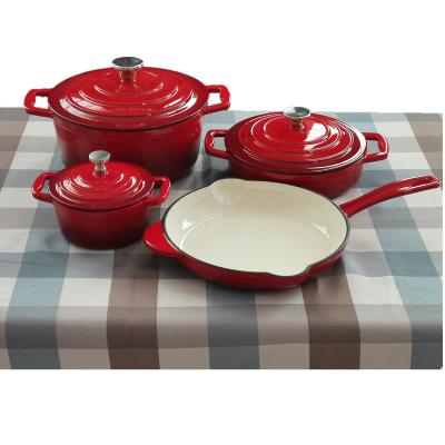 China Sustainable enamel cast cookware set for sale