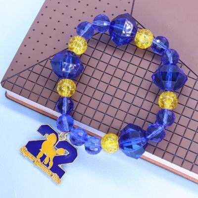 China Eco-Friendly Blue Yellow Greek Sigma Poodle Cute Organization Sorority Color Rho Charm Bracelet Gamma Elastic Fit Number 22 for sale