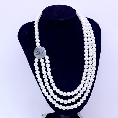 China 10mm Eco-Friendly Three Layers Bead Stainless Steel Soror Greek Service Women 100 Years Sorority Sigma Theta Gamma Choker Necklaces for sale