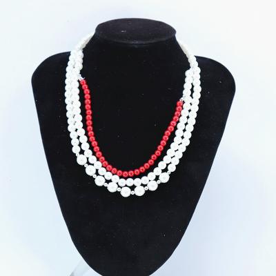 China New Eco-Friendly Customize Stylish Handmade Design Three Layers Pearl Beads Choker Statement Black Life Chain Necklaces for sale